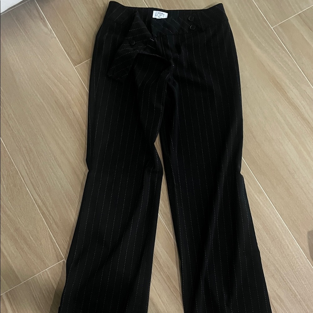 LOFT Black Striped Trousers